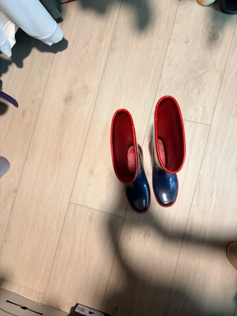 Tory Burch Navy and Red Rain Boots